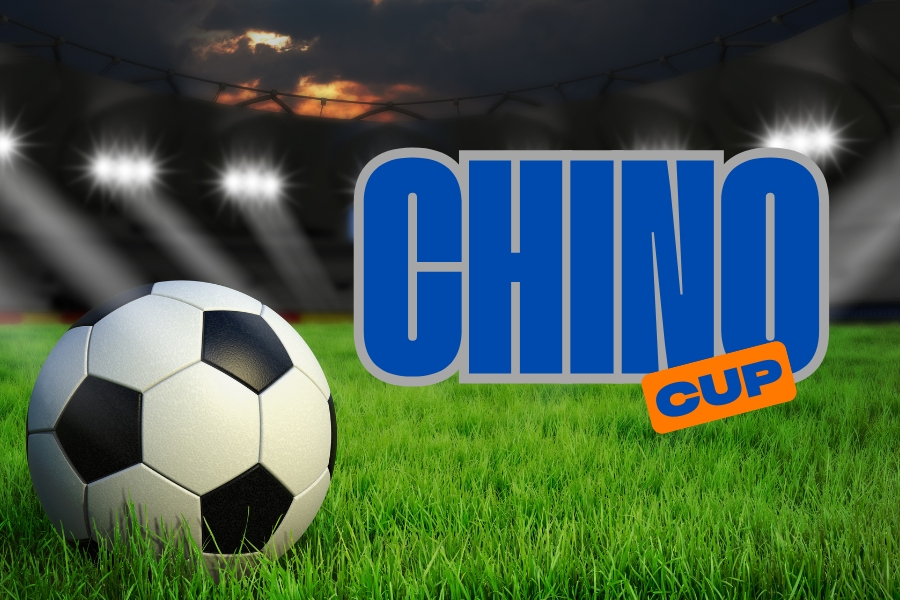 soccer ball on grassy field in lighted stadium